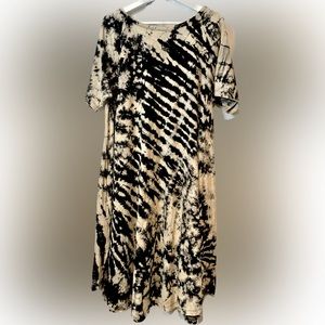 STUNNING TIE-DYE Dress NWT by Sacred Threads - One Size - TAN BLACK
